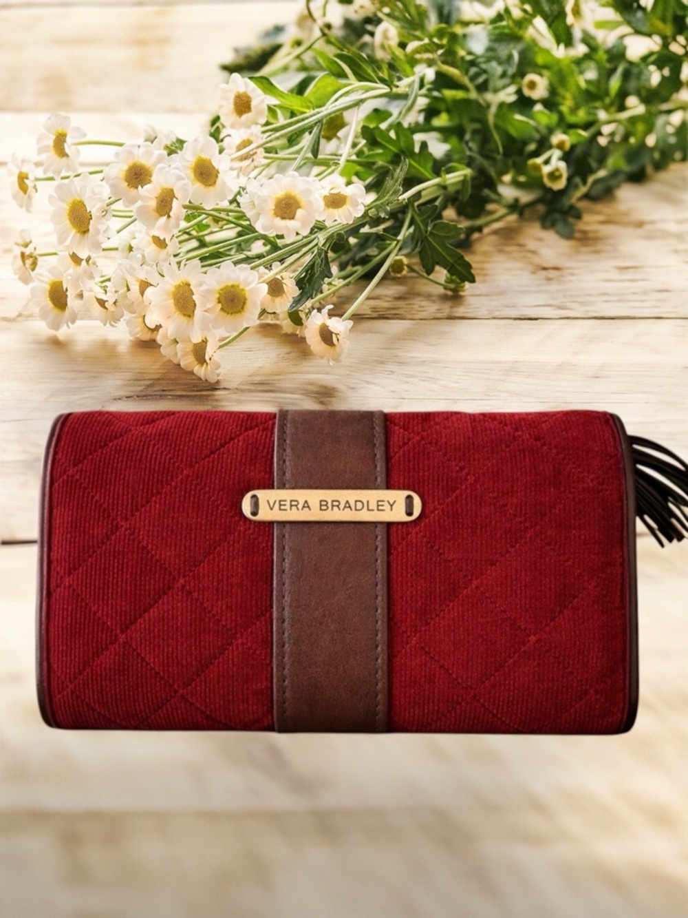 Vera Bradley Retro Vibes Corduroy Wallet With Bohemian Style - Picture 8 of 12